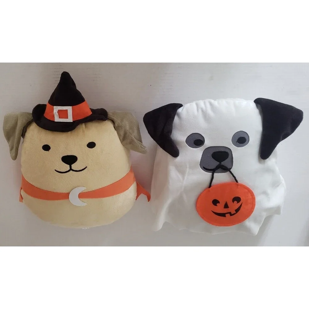 2 Target Bullseye Playground Halloween Dog Ghost & Witch Plush Pillows Set 2024